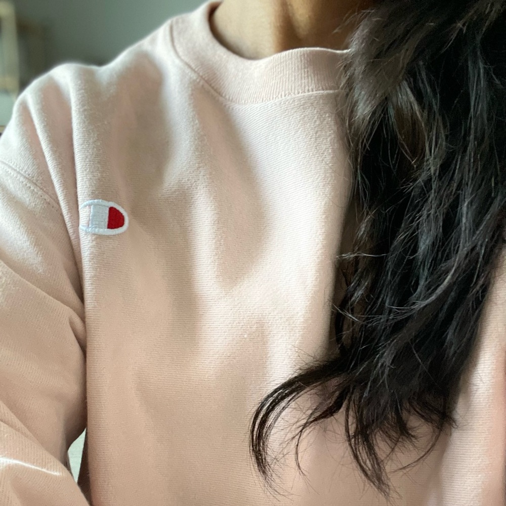 CHAMPION REVERSE WEAVE BOYFRIEND CREW - Primer Pink - M - NWOT